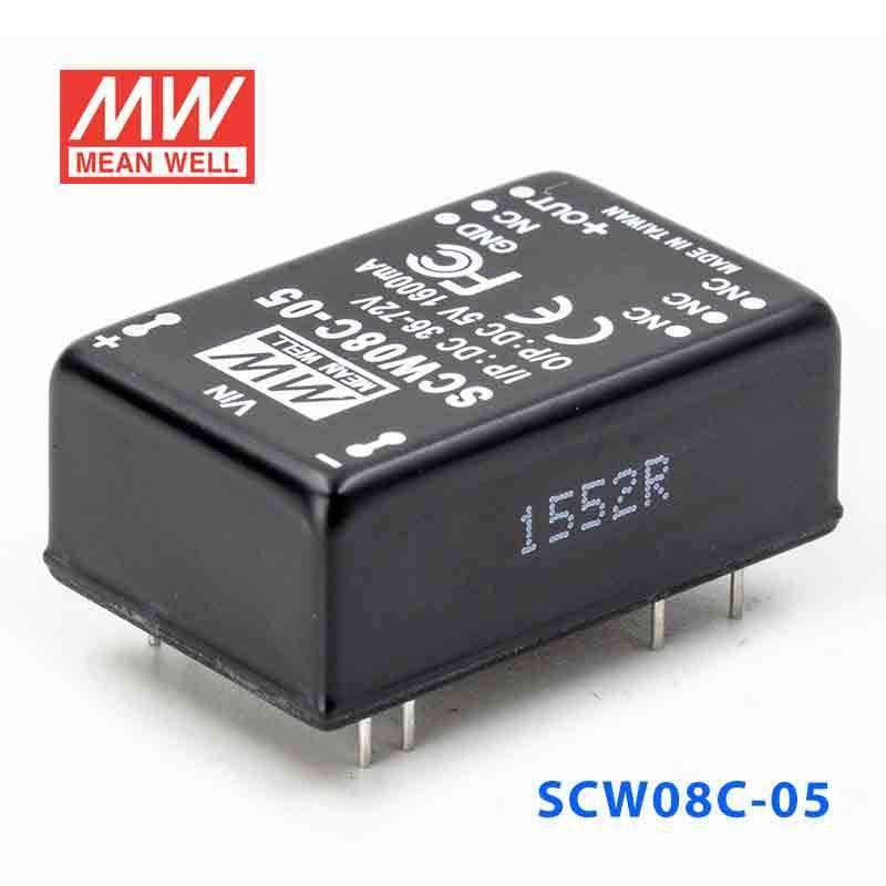 Mean Well SCW08C - 05 DC - DC Converter - 8W 36~72V DC in 5V out - SCW08C - 05 - powersupplymall.com