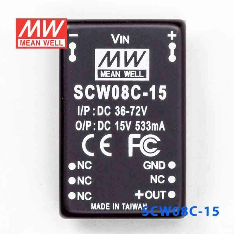 Mean Well SCW08C - 15 DC - DC Converter - 8W 36~72V DC in 15V out - SCW08C - 15 - powersupplymall.com
