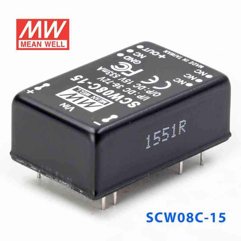 Mean Well SCW08C - 15 DC - DC Converter - 8W 36~72V DC in 15V out - SCW08C - 15 - powersupplymall.com