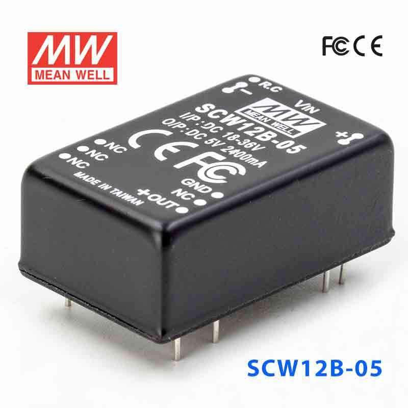 Mean Well SCW12B - 05 DC - DC Converter - 12W 18~36V DC in 5V out - SCW12B - 05 - powersupplymall.com