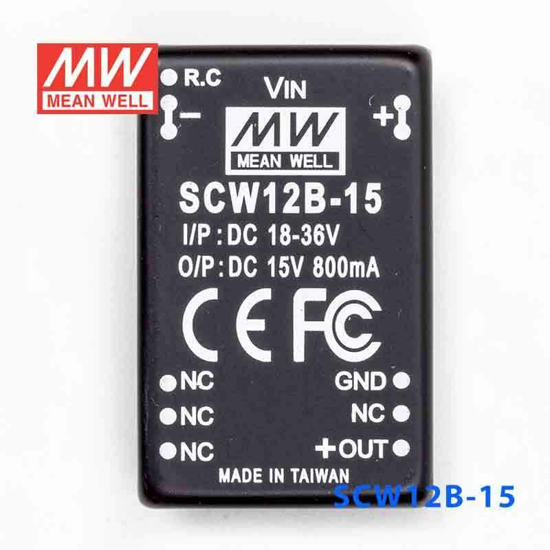 Mean Well SCW12B - 15 DC - DC Converter - 12W 18~36V DC in 15V out - SCW12B - 15 - powersupplymall.com