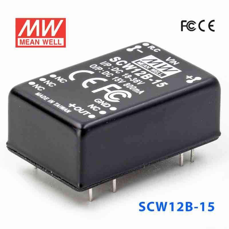 Mean Well SCW12B - 15 DC - DC Converter - 12W 18~36V DC in 15V out - SCW12B - 15 - powersupplymall.com