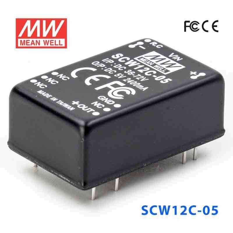 Mean Well SCW12C - 05 DC - DC Converter - 12W 36~72V DC in 5V out - SCW12C - 05 - powersupplymall.com