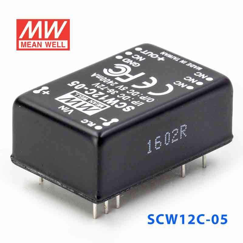 Mean Well SCW12C - 05 DC - DC Converter - 12W 36~72V DC in 5V out - SCW12C - 05 - powersupplymall.com