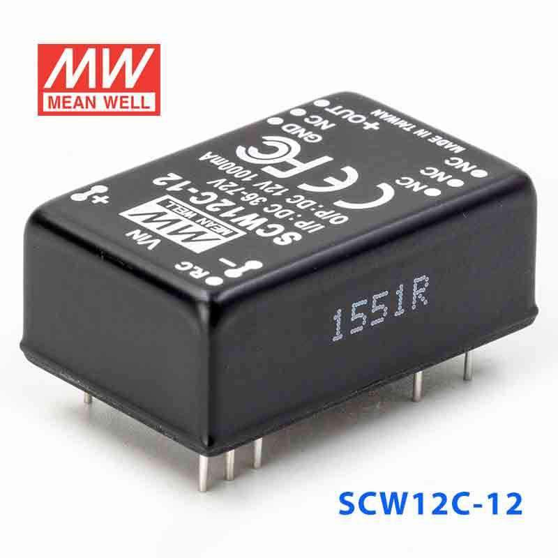 Mean Well SCW12C - 12 DC - DC Converter - 12W 36~72V DC in 12V out - SCW12C - 12 - powersupplymall.com