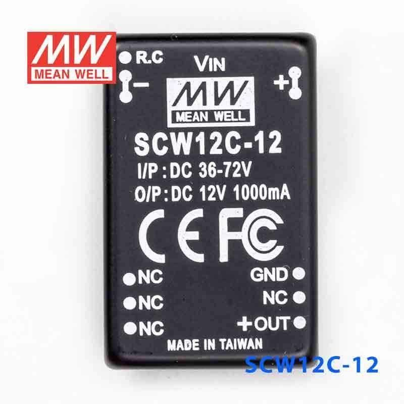 Mean Well SCW12C - 12 DC - DC Converter - 12W 36~72V DC in 12V out - SCW12C - 12 - powersupplymall.com
