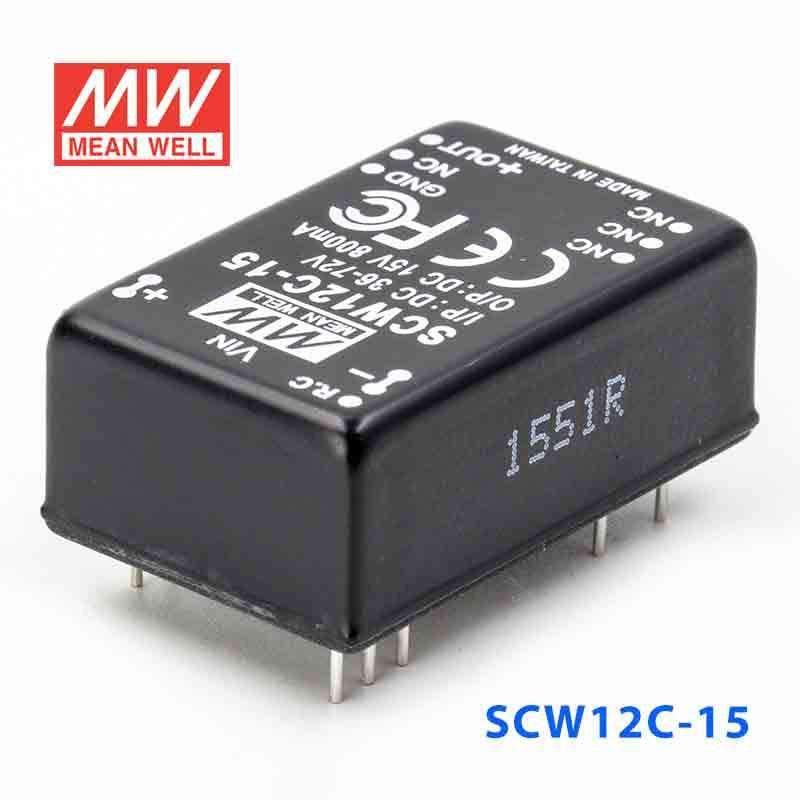 Mean Well SCW12C - 15 DC - DC Converter - 12W 36~72V DC in 15V out - SCW12C - 15 - powersupplymall.com