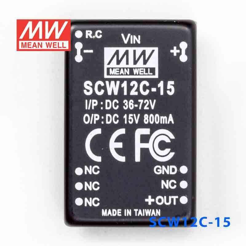 Mean Well SCW12C - 15 DC - DC Converter - 12W 36~72V DC in 15V out - SCW12C - 15 - powersupplymall.com