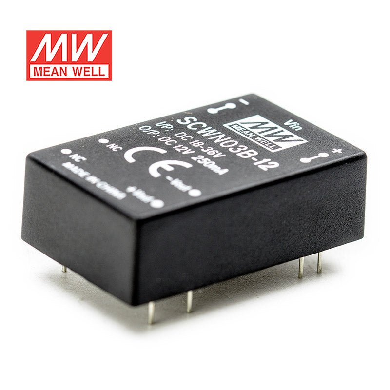 Mean Well SCWN03B - 12 DC - DC Converter - 3W 18~36V DC in 12V out - SCWN03B - 12 - powersupplymall.com
