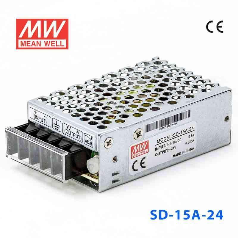 Mean Well SD - 15A - 24 DC - DC Converter - 15W - 9.2~18V in 24V out - SD - 15A - 24 - powersupplymall.com