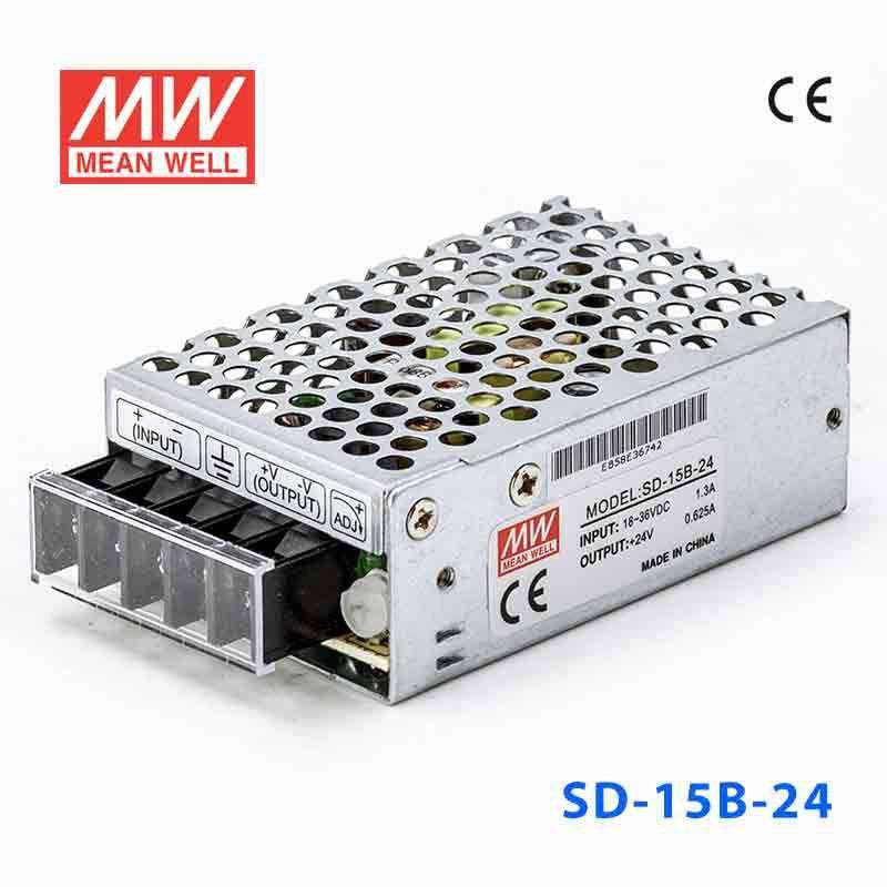 Mean Well SD - 15B - 24 DC - DC Converter - 15W - 18~36V in 24V out - SD - 15B - 24 - powersupplymall.com
