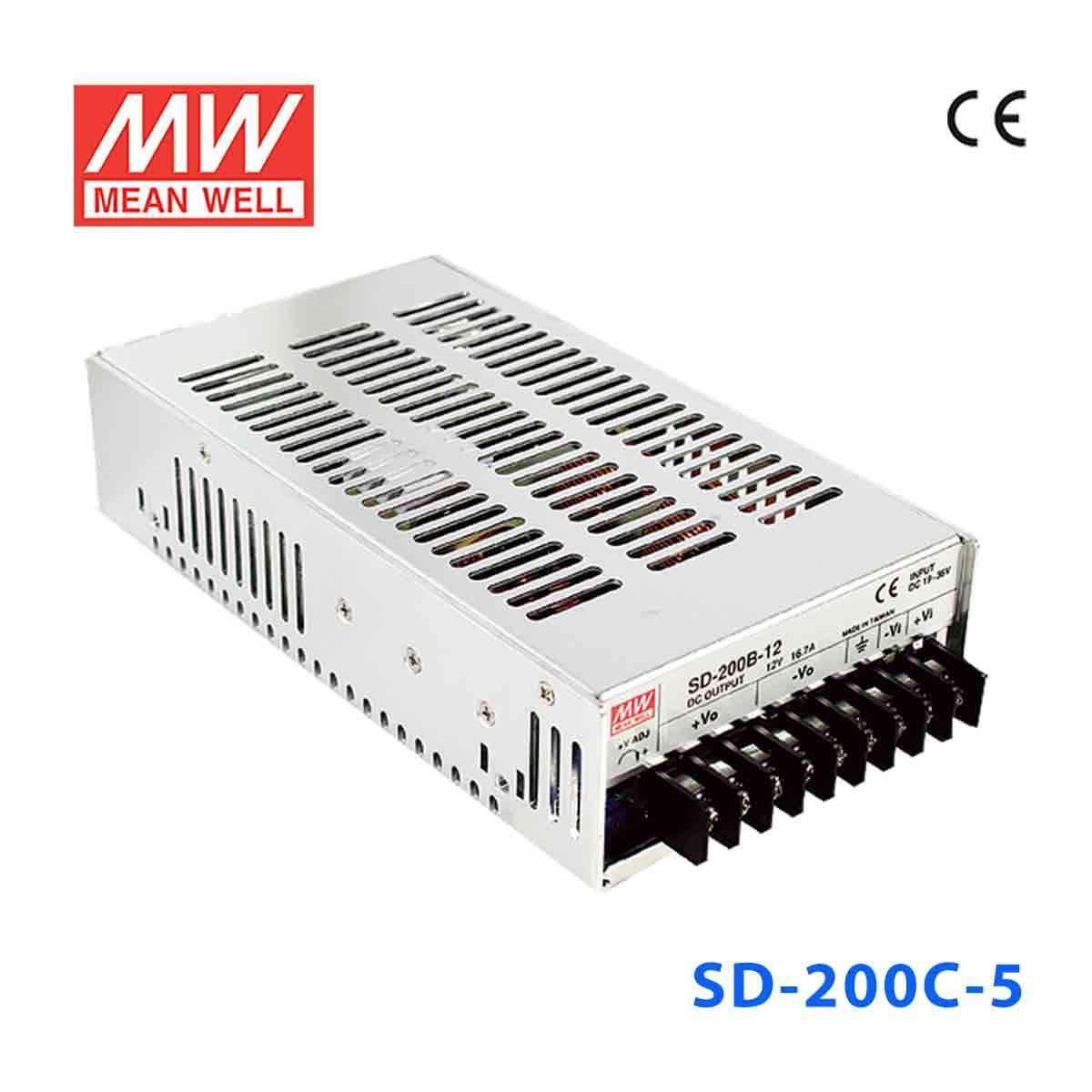 Mean Well SD - 200C - 5 DC - DC Converter - 200W - 36~72V in 5V out - SD - 200C - 5 - powersupplymall.com