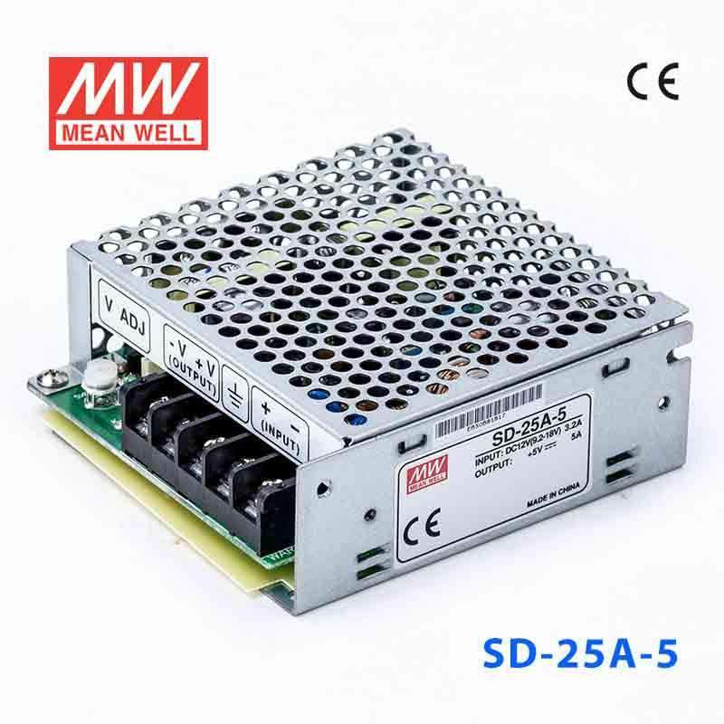 Mean Well SD - 25A - 5 DC - DC Converter - 25W - 9.2~18V in 5V out - SD - 25A - 5 - powersupplymall.com