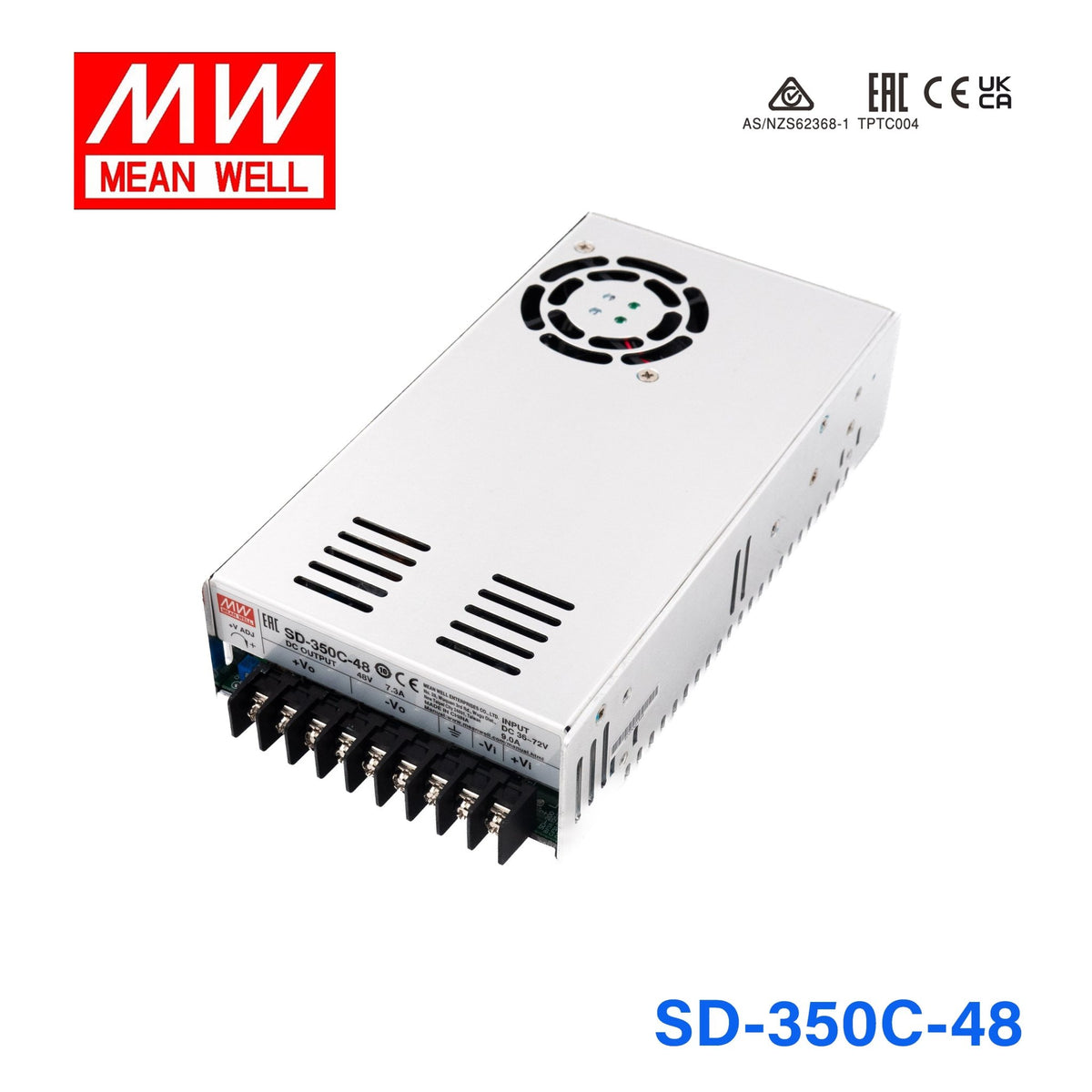 Mean Well SD-350C-48 DC-DC Converter - 350W - 36~72V in 48V out 7.3A - SD-350C-48 - powersupplymall.com