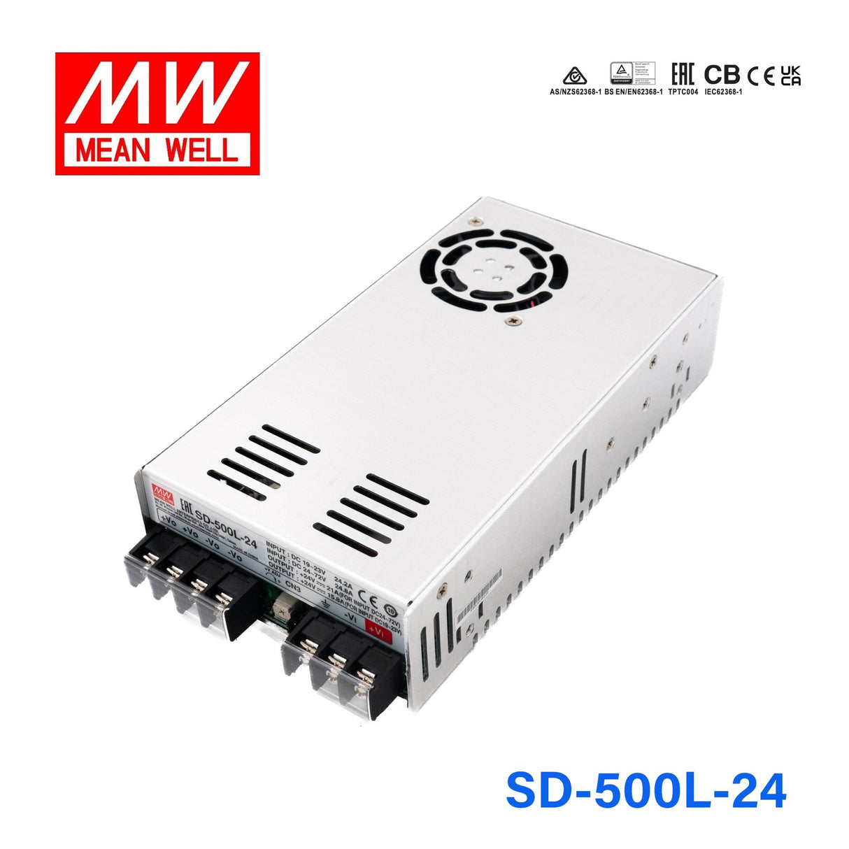 Mean Well SD - 500L - 24 DC - DC Converter - 500W - 19~72V in 24V out - SD - 500L - 24 - powersupplymall.com