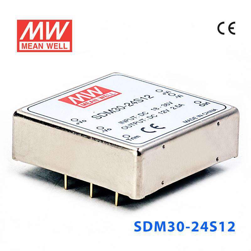 Mean Well SDM30 - 24S12 DC - DC Converter - 30W - 18~36V in 12V out - SDM30 - 24S12 - powersupplymall.com