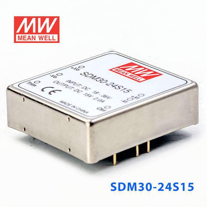 Mean Well SDM30-24S15 DC-DC Converter - 30W - 18~36V in 15V out 2A - SDM30-24S15 - powersupplymall.com