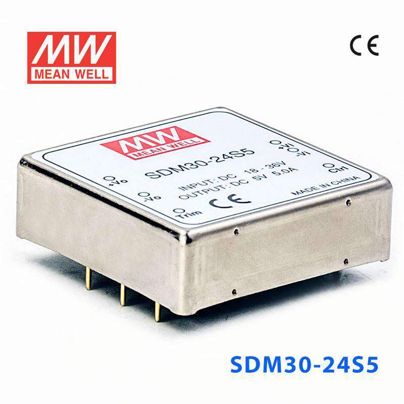 Mean Well SDM30 - 24S5 DC - DC Converter - 25W - 18~36V in 5V out - SDM30 - 24S5 - powersupplymall.com