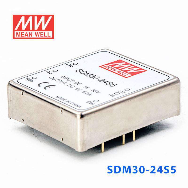 Mean Well SDM30-24S5 DC-DC Converter - 25W - 18~36V in 5V out 5A - SDM30-24S5 - powersupplymall.com