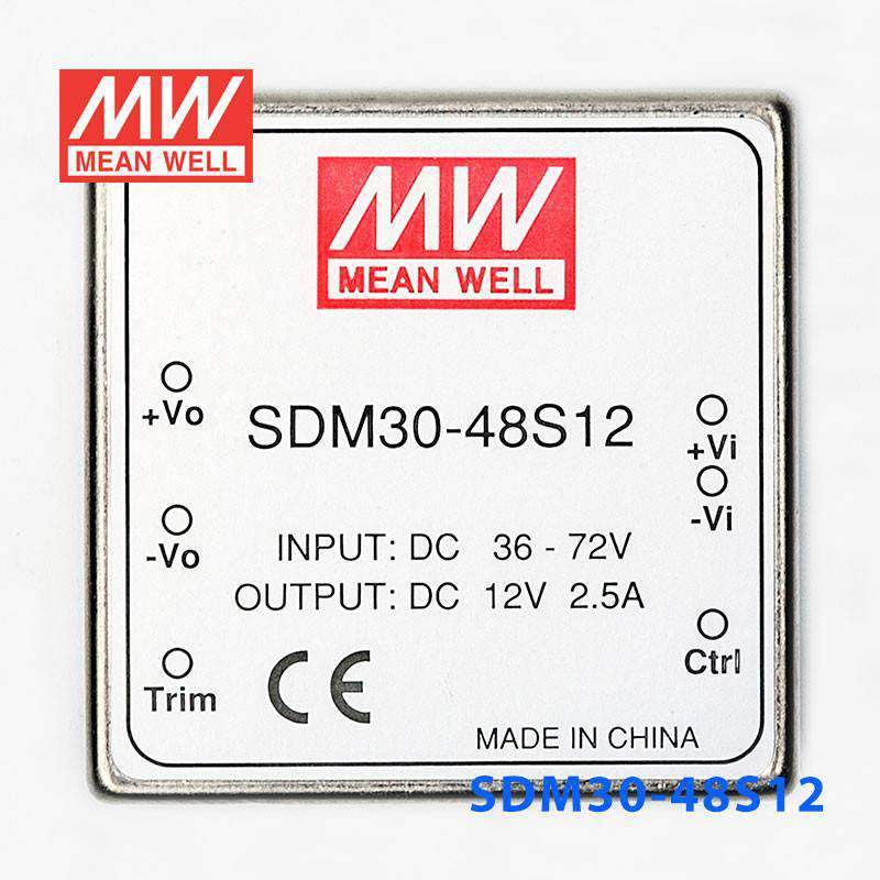 Mean Well SDM30 - 48S12 DC - DC Converter - 35W - 36~72V in 12V out - SDM30 - 48S12 - powersupplymall.com