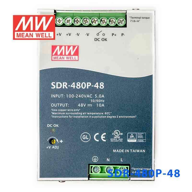 Mean Well SDR - 480P - 48 Single Output Industrial Power Supply 480W 48V - DIN Rail - SDR - 480P - 48 - powersupplymall.com