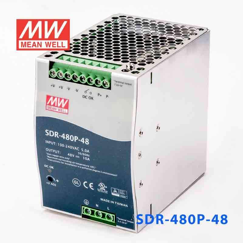 Mean Well SDR - 480P - 48 Single Output Industrial Power Supply 480W 48V - DIN Rail - SDR - 480P - 48 - powersupplymall.com