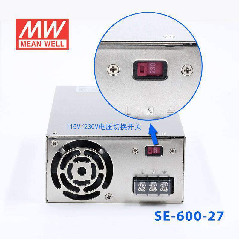 Mean Well SE - 600 - 27 Power Supply 600W 27V - SE - 600 - 27 - powersupplymall.com