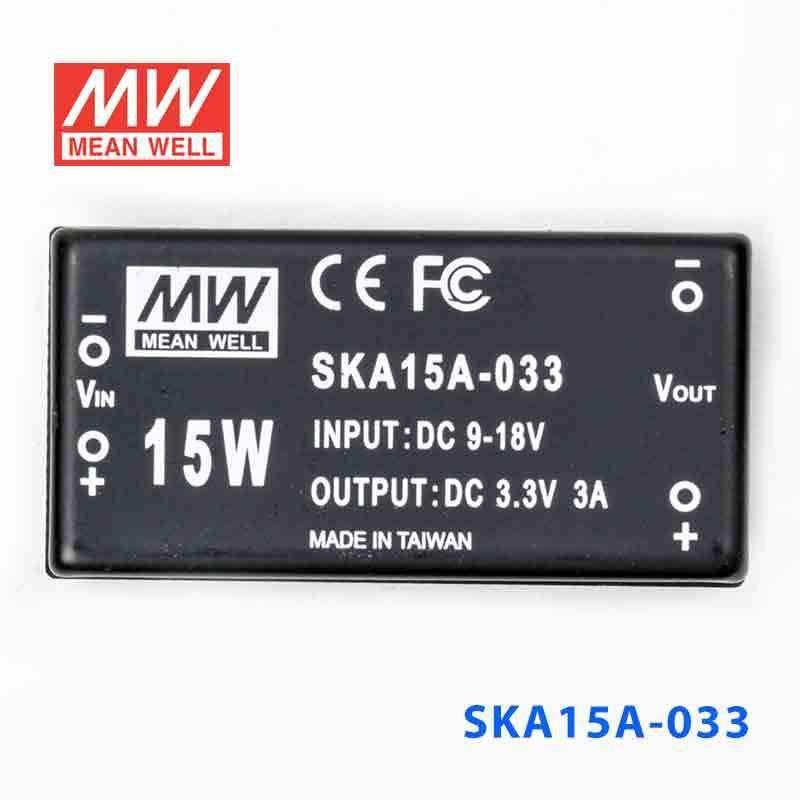 Mean Well SKA15A-033 DC-DC Converter - 9.9W - 9~18V in 3.3V out 3A - SKA15A-033 - powersupplymall.com