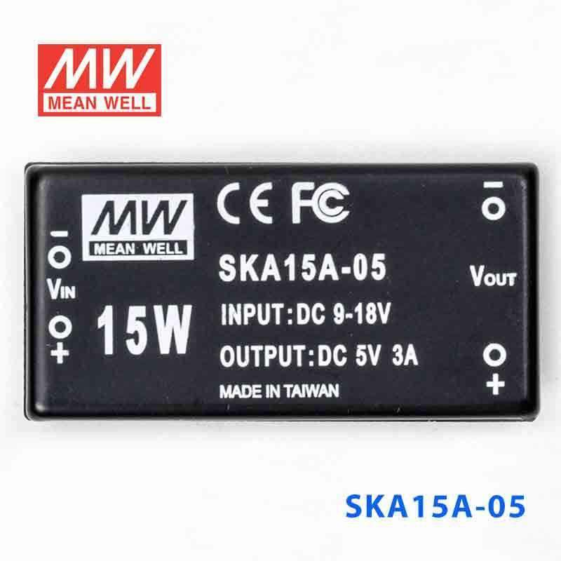 Mean Well SKA15A-05 DC-DC Converter - 9.9W - 9~18V in 5V out 3A - SKA15A-05 - powersupplymall.com