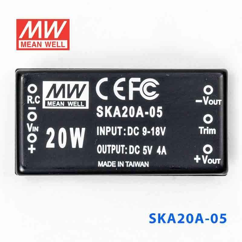 Mean Well SKA20A-05 DC-DC Converter - 20W - 9~18V in 5V out 4A - SKA20A-05 - powersupplymall.com