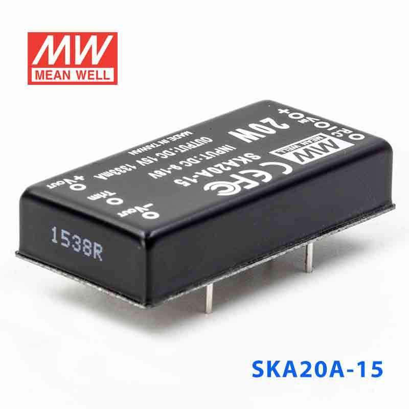 Mean Well SKA20A - 15 DC - DC Converter - 20W - 9~18V in 15V out - SKA20A - 15 - powersupplymall.com