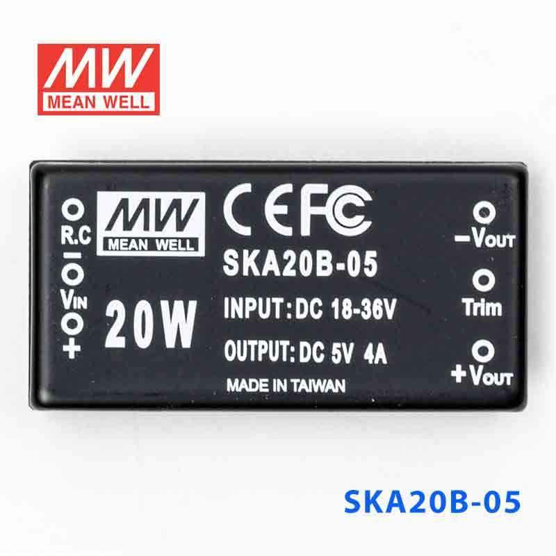 Mean Well SKA20B-05 DC-DC Converter - 20W - 18~36V in 5V out 4A - SKA20B-05 - powersupplymall.com