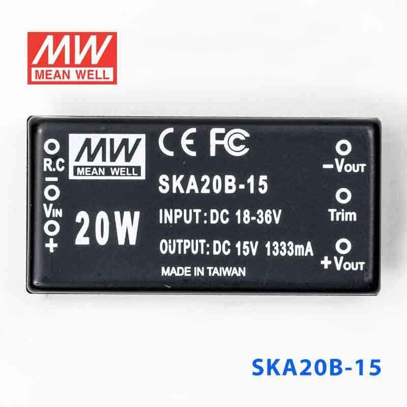 Mean Well SKA20B-15 DC-DC Converter - 20W - 18~36V in 15V out 1.33A - SKA20B-15 - powersupplymall.com