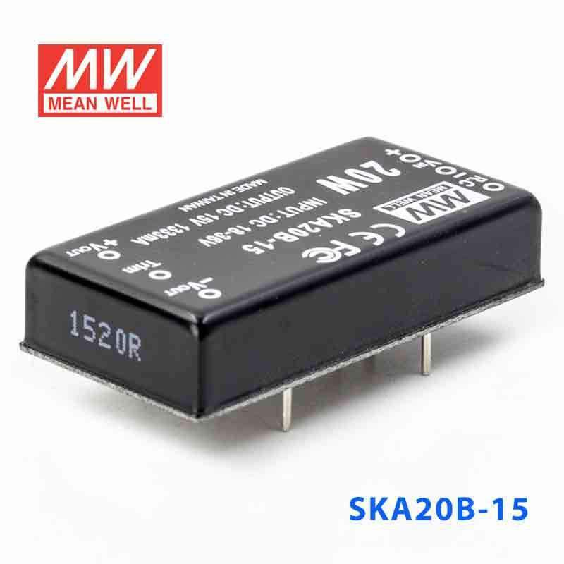 Mean Well SKA20B-15 DC-DC Converter - 20W - 18~36V in 15V out 1.33A - SKA20B-15 - powersupplymall.com