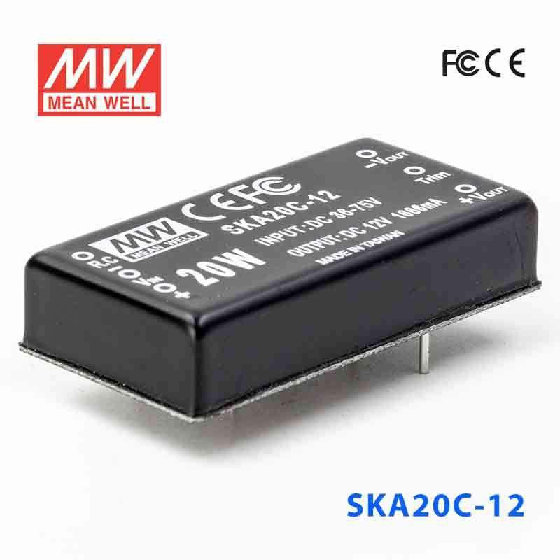 Mean Well SKA20C-12 DC-DC Converter - 20W - 36~75V in 12V out 1.66A - SKA20C-12 - powersupplymall.com
