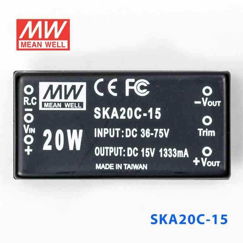 Mean Well SKA20C-15 DC-DC Converter - 20W - 36~75V in 15V out 1.33A - SKA20C-15 - powersupplymall.com