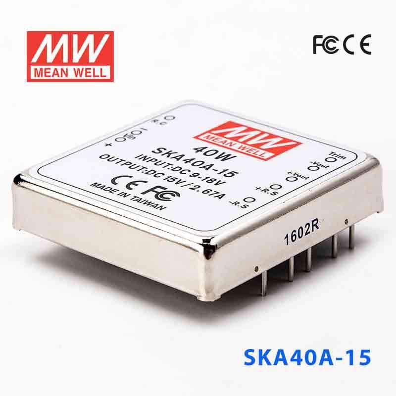 Mean Well SKA40A-15 DC-DC Converter - 35W - 9~18V in 15V out 2.67A - SKA40A-15 - powersupplymall.com