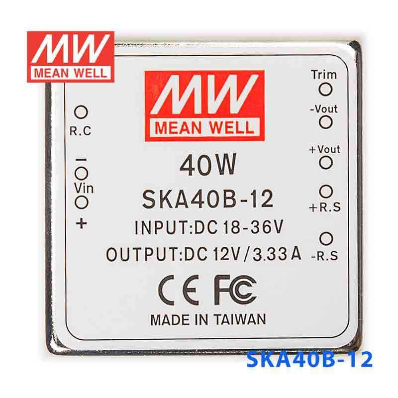 Mean Well SKA40B-12 DC-DC Converter - 35W - 18~36V in 12V out 3.33A - SKA40B-12 - powersupplymall.com