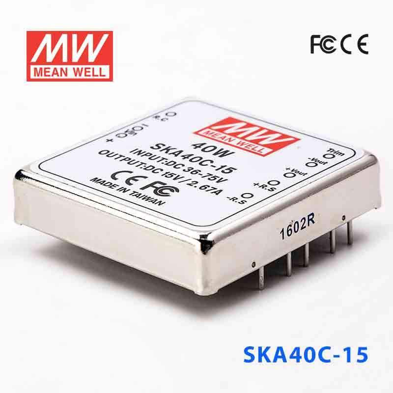 Mean Well SKA40C-15 DC-DC Converter - 35W - 36~75V in 15V out 2.67A - SKA40C-15 - powersupplymall.com