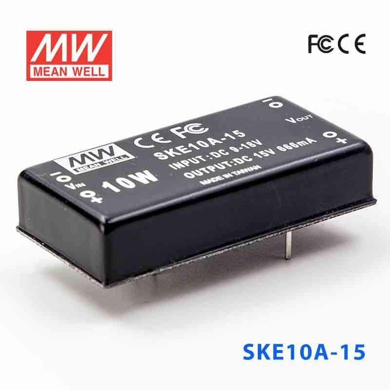Mean Well SKE10A-15 DC-DC Converter - 10W - 9~18V in 15V out 666mA - SKE10A-15 - powersupplymall.com