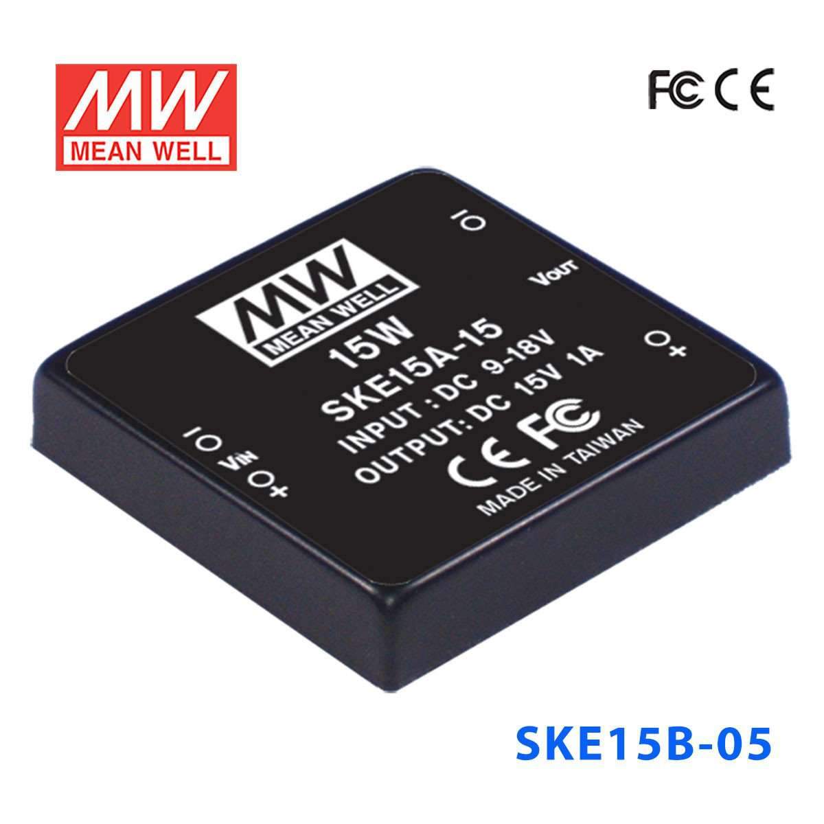 Mean Well SKE15B-05 DC-DC Converter - 15W - 18~36V in 5V out 3A - SKE15B-05 - powersupplymall.com