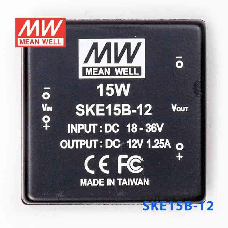 Mean Well SKE15B-12 DC-DC Converter - 15W - 18~36V in 12V out 1.25A - SKE15B-12 - powersupplymall.com