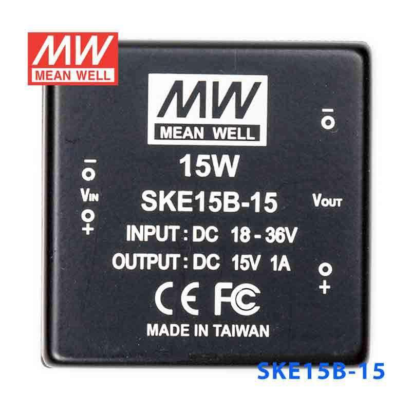 Mean Well SKE15B - 15 DC - DC Converter - 15W - 18~36V in 15V out - SKE15B - 15 - powersupplymall.com