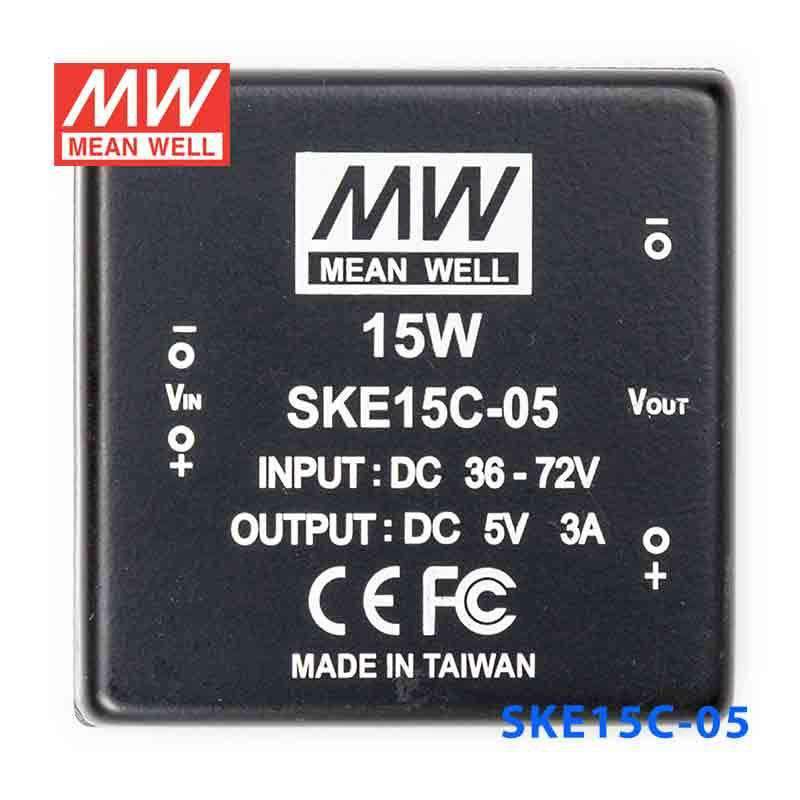 Mean Well SKE15C-05 DC-DC Converter - 15W - 36~72V in 5V out 3A - SKE15C-05 - powersupplymall.com