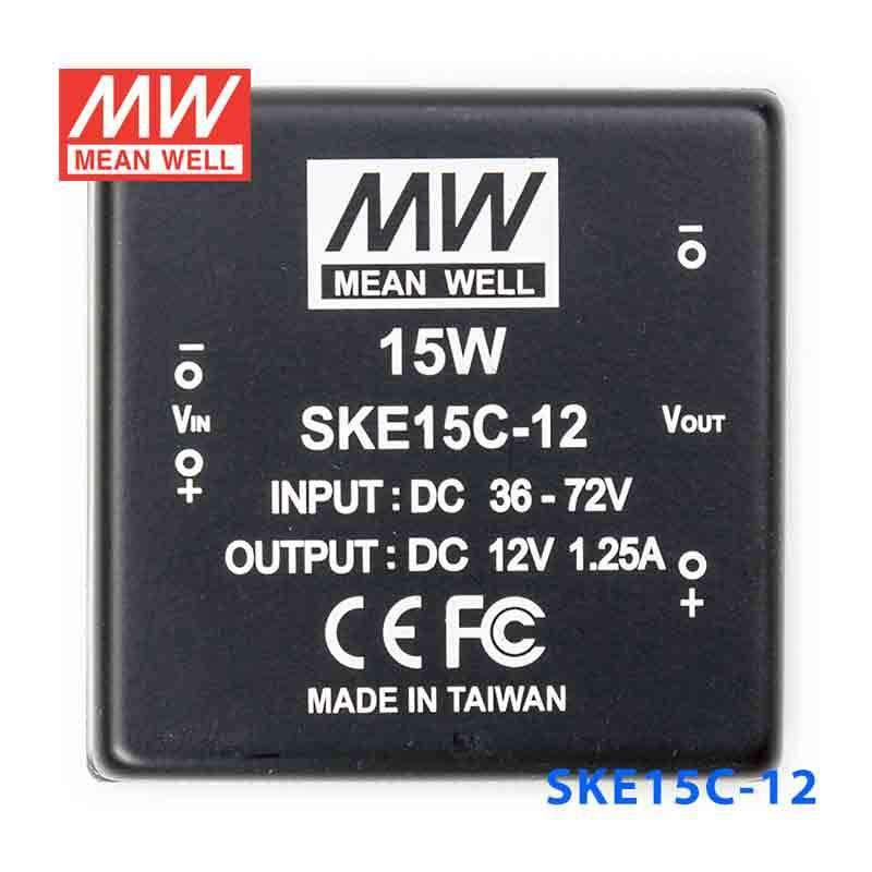 Mean Well SKE15C-12 DC-DC Converter - 15W - 36~72V in 12V out 1.25A - SKE15C-12 - powersupplymall.com