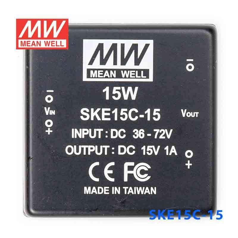 Mean Well SKE15C-15 DC-DC Converter - 15W - 36~72V in 15V out 1A - SKE15C-15 - powersupplymall.com