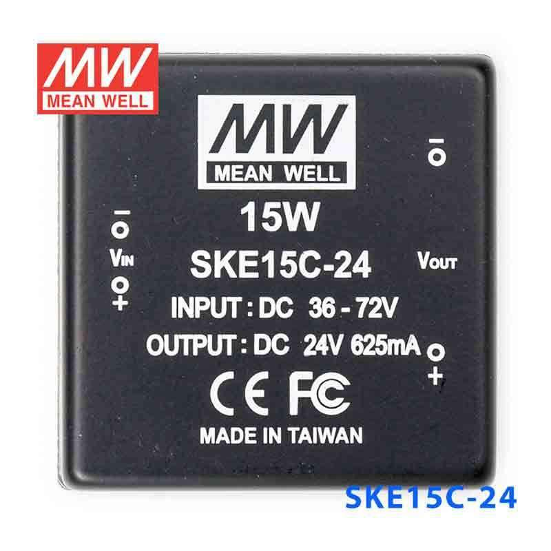 Mean Well SKE15C-24 DC-DC Converter - 15W - 36~72V in 24V out 625mA - SKE15C-24 - powersupplymall.com