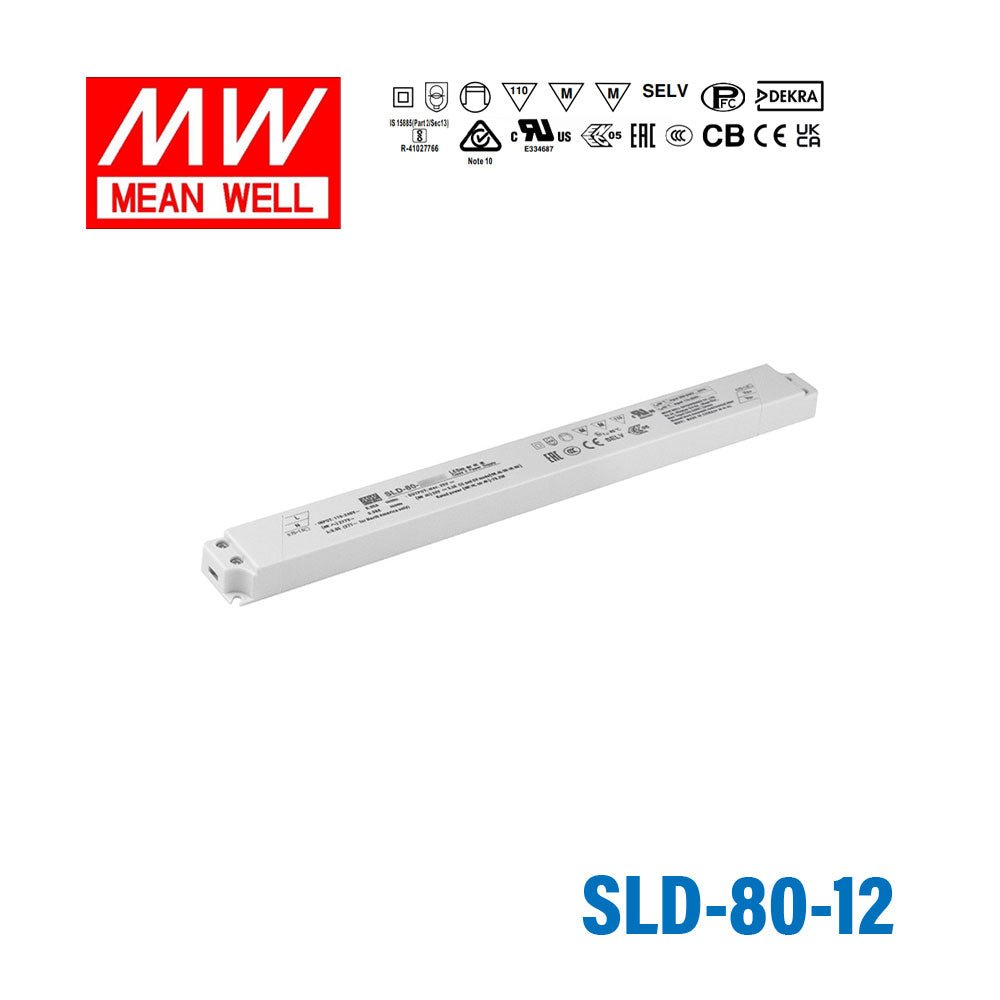 Mean Well SLD-80-12 Linear LED Driver 80W 12V 6600mA - Slim - SLD-80-12 - powersupplymall.com