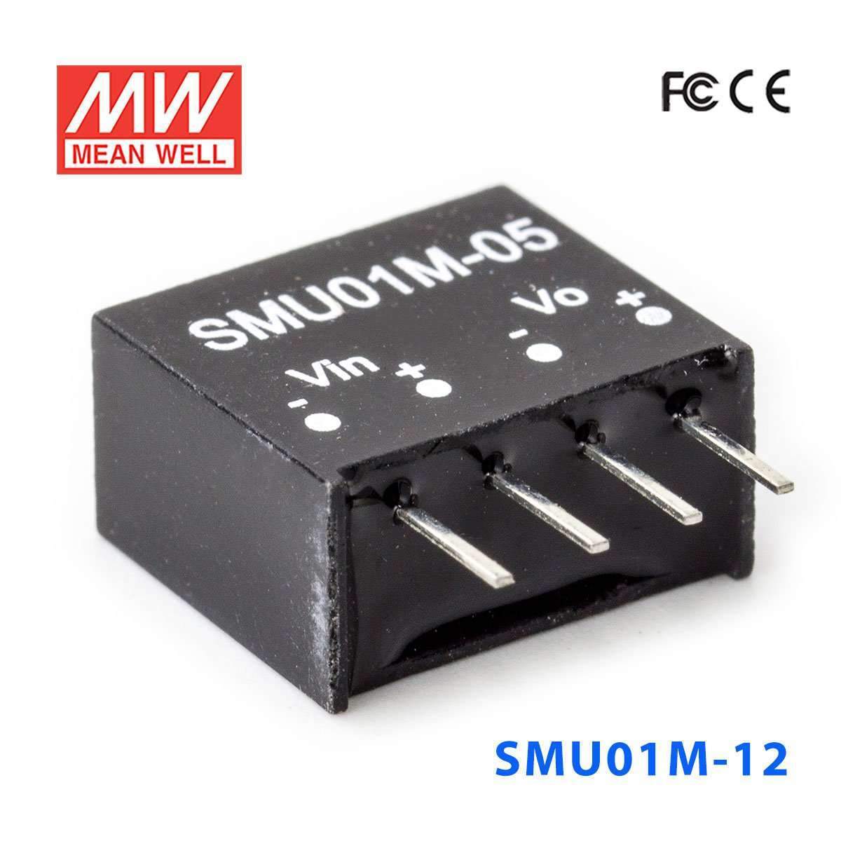 Mean Well SMU01M-12 DC-DC Converter - 1W - 10.8~13.2V in 12V out 84mA - SMU01M-12 - powersupplymall.com