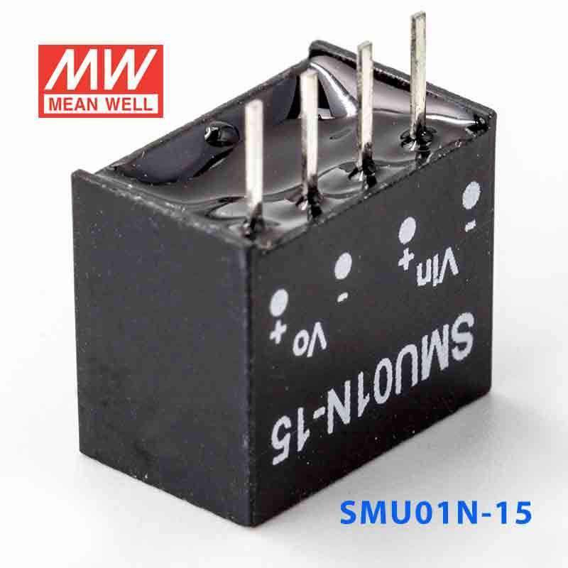 Mean Well SMU01N-15 DC-DC Converter - 1W - 21.6~26.4V in 15V out 67mA - SMU01N-15 - powersupplymall.com